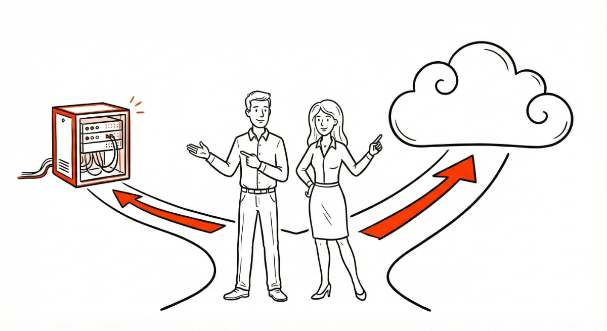 r2_business_solutions_Beitragsbild_Docuware_Cloud_OnPremise_Illustration