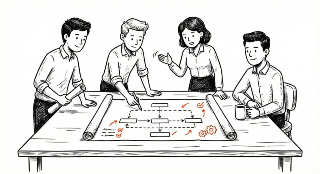 r2_business_solutions_Beitragsbild_Docuware_blueprint_Illustration